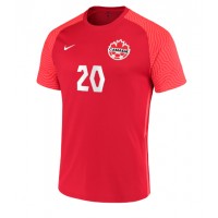 Camisa de Futebol Canadá Jonathan David #20 Equipamento Principal Mundo 2022 Manga Curta